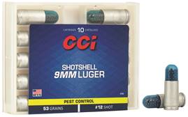 CCI 3745 Pest Control Shotshell 45 ACP 120 gr 1100 fps Shotshell #9 Shot 10 Bx/20 Cs